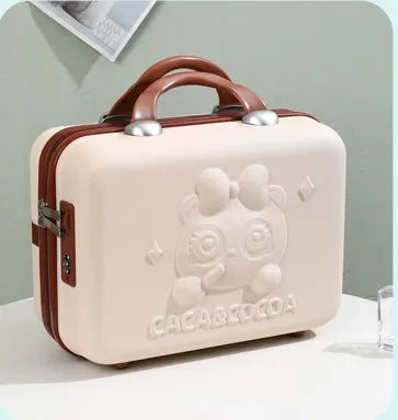 Travel Makeup Bags Customizable Beautiful Bear with ABS for Girl Hot Sale 14inch Plastic Fashion Zipper Bag Storage Box Striped