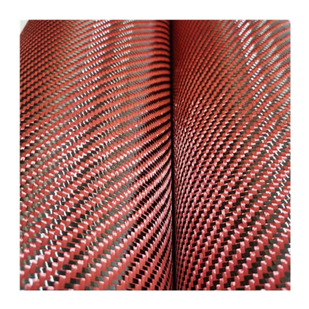Red Black Aramid Carbon Hybrid Fabric
