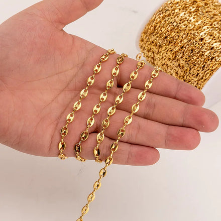 BCL1270 Hot Sale Jewelry Supplies Gold Plated Stainless Steel Mesh Coffee Bean Seed Chains for Jewelry Necklace Making