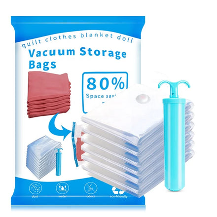 High Quality Transparent PA Vacuum Storage Bags with Hand Pump Multifunctional Compression Clothes Packing Space Saver Travel