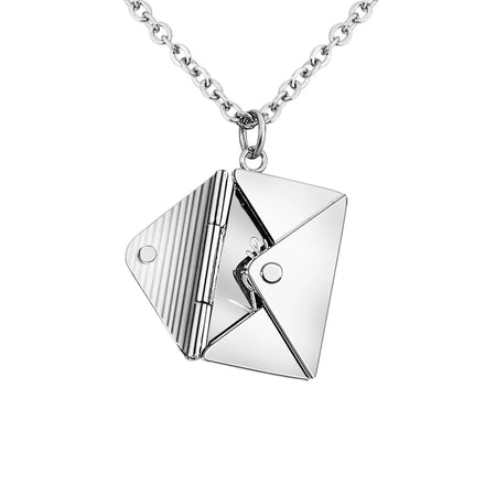 Personalized Frame Pendant Necklace Custom Stainless Steel Locket Pendant Love Letter Envelope Necklace for Women