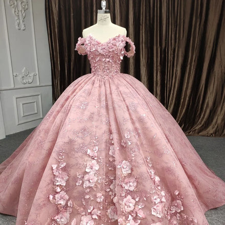 Jancember DY9854 Luxury Flower Ball Gown Bridal Long Evening Dresses for Women