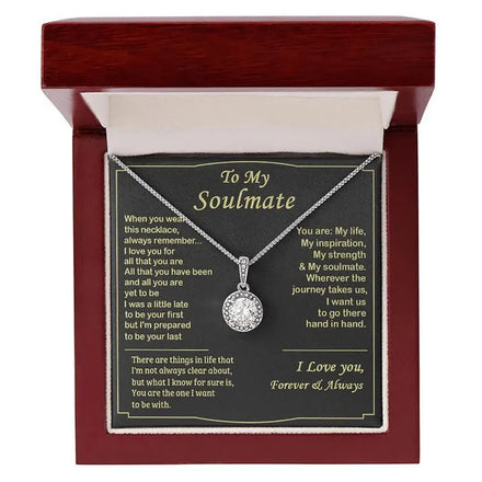 SC Dropshipping Luxury Wedding Round Diamond Necklace Delicate Valentine's Day Silver Plated to My Soulmate Necklace with Box
