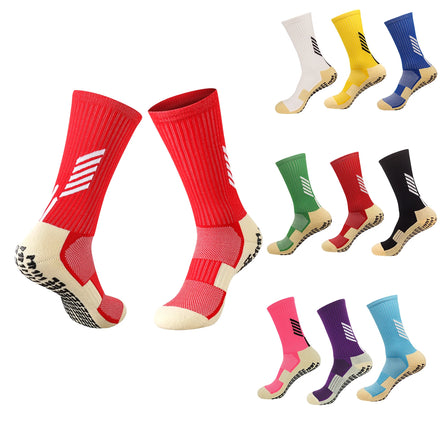 Wholesale Autumn Striped Thick High Anti-Slip Basketball Football Socks Custom Logo Silicone Gel Towel Bottom Compression