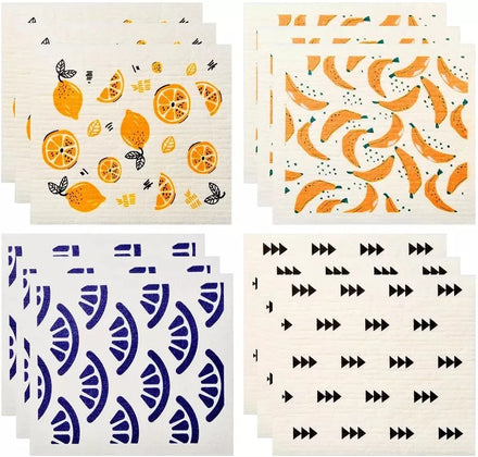 100% Biodegradable Reusable Kitchen Cleaning Cloth Cotton Cellulose Swedish Sponge Dish Cloth Floral for Kitchen