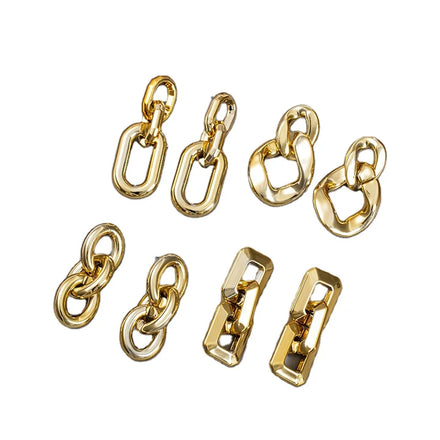 Cool Hip Hop Punk Gold Acrylic Chain Earrings for Women Metal Plated Jewelry with Stylish Punk Chains Fashion Drop Earrings