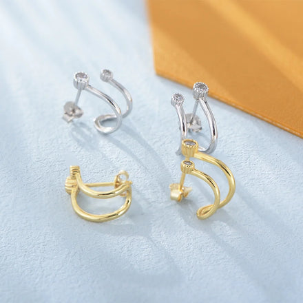 PEISHANG Newest Bohemia Statement Brass Star Twin Sunflower Personality Hip Hop Cuff Earring Studs Jewelry for Women