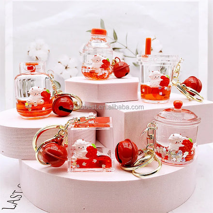 2022 Cute Things New Ready Plastic Boba Fruit Keychain Liquid Promotion Gifts