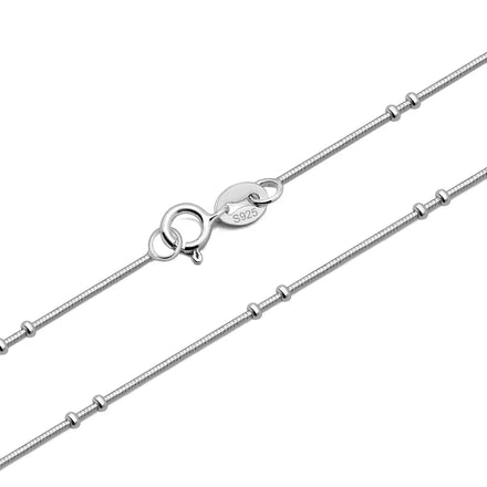 Fine Jewelry 925 Sterling Silver Chain Necklace Cadena De Plata 925 Round Snake Chain With Bead