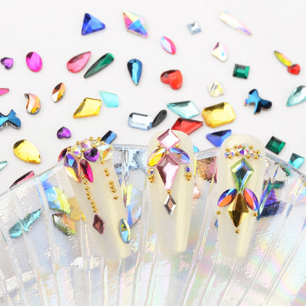 Mix Size Crystal AB Colorful Non Hotfix Rhinestone Flatback Glass Stone Nail Rhinestones Diamond for DIY Decorations