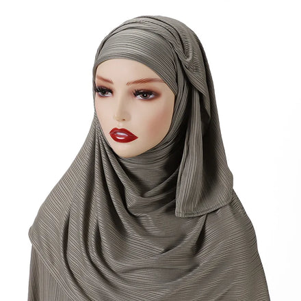 Malaysia Pleated Jersey Hijab Muslim Shawl Head Scarf Woman Plain Matching Color Underscarf Inner Caps Instant Headscarf