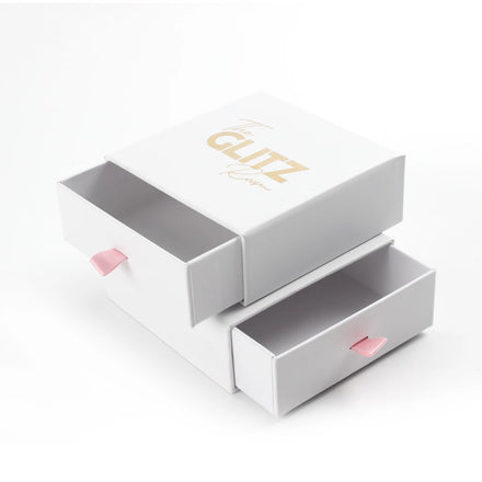 Custom white drawer sliding jewelry gift packaging box cardboard gold foiled logo