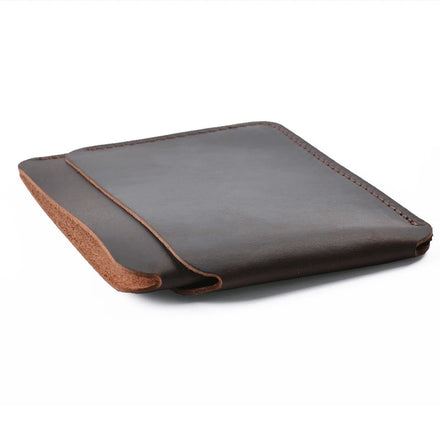 Vintage Minimalist Genuine Leather Crazy Horse Card Wallet Open Closure RFID Blocking Bank Card Clip
