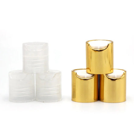 Hot Sale 28/410 28mm Plastic Disc Press Top Cap for Cosmetic Bottle Electroplate Lotion Cap