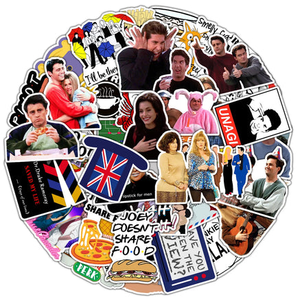 50Pcs US TV Friends DIY Graffiti Decorative Stickers Label for Luggage Laptop Guitar Scrapbook Skateboard Waterproof Sticker