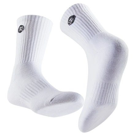 Men's White Casual Sport Socks with Elastic Custom Logo Thick Striped Design for Autumn Season