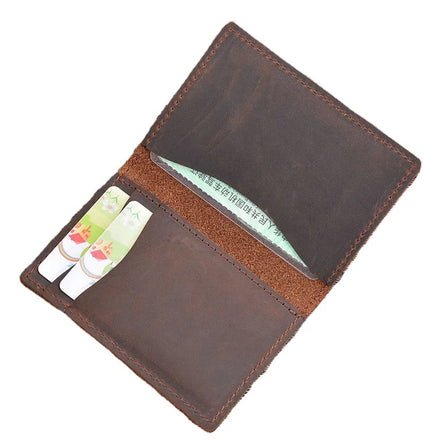Vintage Genuine Leather Passport Cover & Card Holder Fold Closure Multi-Function Design Card Sleeve