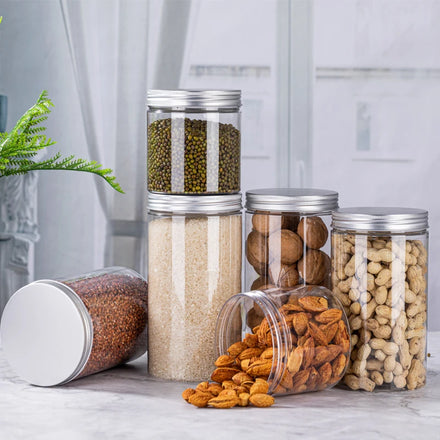Factory Price SK Brand Food Plastic PET Empty Transparent Wide Mouth Cookie Jar Plastic Lids for Snack Candy Sugar Jelly Storage