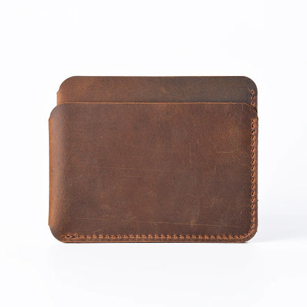 Custom Stamping Logo Vintage EDC Tool Crazy Horse Genuine Leather Pouch with RFID Blocking for Pocket Folding Knife