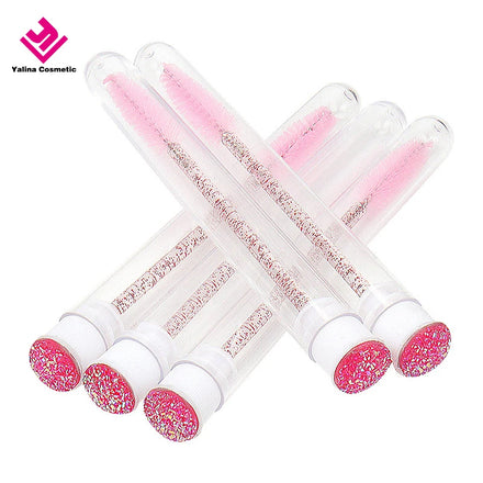 YALINA Clear Tube Mascara Eyelash Spoolies Brushes Colorful Nylon Eyelash Wand Brush with Lash Extensions