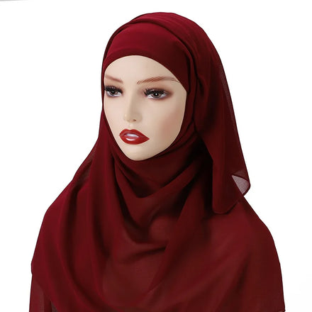 Wholesale Good Quality Islamic Fashion Daily Hijab Muslim Instant Inner Headcaps Chiffon Shawls Matching Under Cap Set