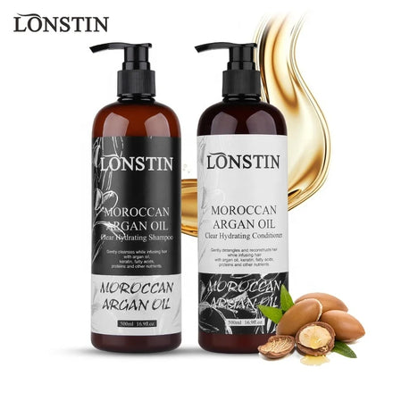 Afro Natural Organic Moisturizing Morocco Argan Oil Shampoo and Conditioner Hair Care Set for Black Woman