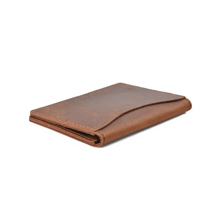 Italian Genuine Leather Fold Closure Vintage Luxury RFID Slim Trifold Minimalist Multi-Function Wallet for Passport