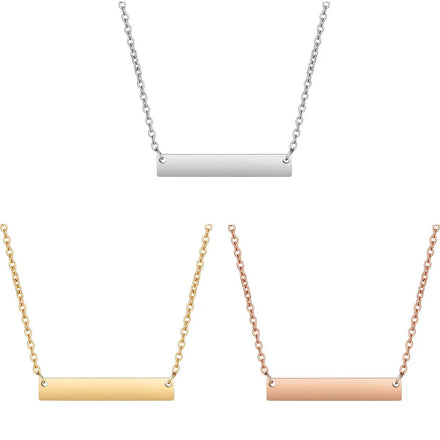 Personalized Engraving Custom Bar Word Letters Inspired Gold Jewelry 18k Real Blank Custom Name Fashion Jewelry Necklaces