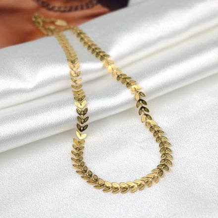 Fashion Gold Choker Necklaces Waterproof Stainless Steel Fishbone Plane Chain Jewelry for Women