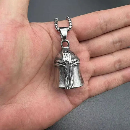 Motorcycle Luck Bell Vintage Punk Style Cross Guardians Wing Bells Hanger Keychain Pendant