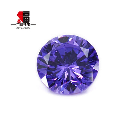 Baifu Wholesale 5A Purple CZ 8.0mm Round Brilliant Cut Loose Gemstones