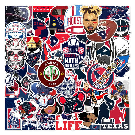 50Pcs sport team Football Houston Texans Decorative Stickers Label for Luggage Laptop Guitar Scrapbook Skateboard Waterproof Sticker
