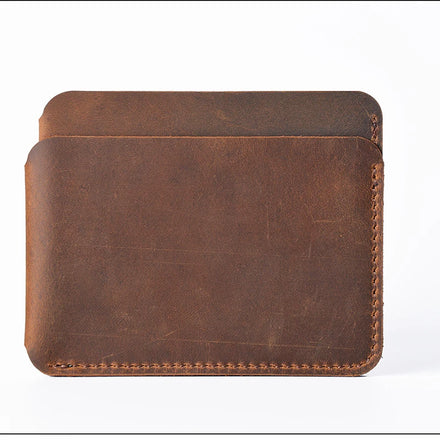 Vintage Cowhide Card Bag Open Closure Customized Logo Clip Full Grain Genuine Leather RFID Blocking Bank Card Storage Unisex