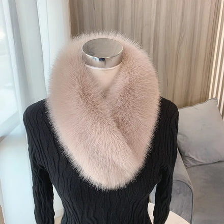 Winter Women's High Quality Artificial Faux Fox Fur Neck Warmer Collar Scarf Shawl Shrug with Clip Synthetic Fluffy Fur