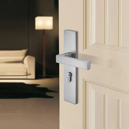 Modern Design Internal Matt Black Luxury Handle Door Lock Interior Lever Zinc Door Handle on Plate