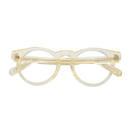 Retro Transparent Yellow Acetate Unisex Full Rim Oval Lightweight Eyeglasses Frames for Diamond Face Shape Optical Glasses