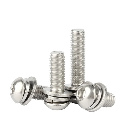 M4 High Tensile Stainless Steel 304 316 Hex Socket Button Head Screw Spring Washer Combination Bolt Available Metric Inch