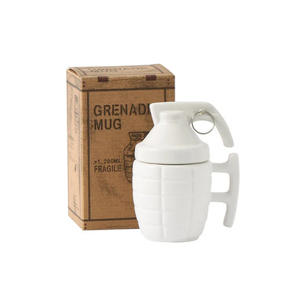 Hot Selling Grenade Shaped Mug Strange Cups with Lid Special-shaped Ceramic Box Novelty Mugs Black and White