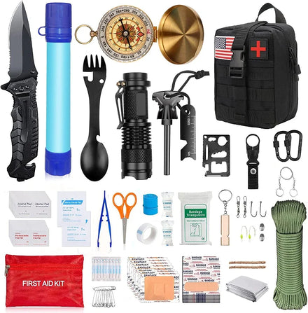 Professional Survival Kit and First Aid Kit Unique Gifts for Men Survival Gear and Equipment for Camping