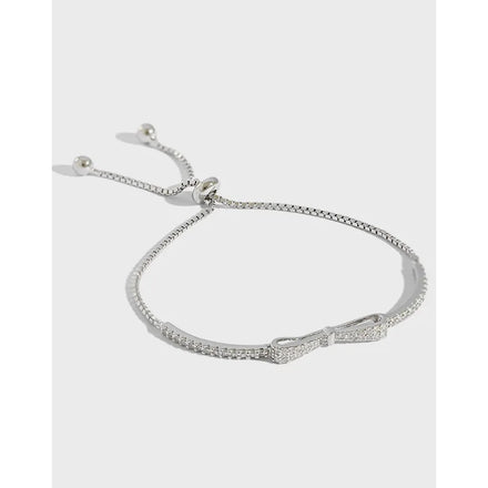 Fashion S925 Sterling Silver Bowknot Micro-paved Zircon Adjustment Beads Bracelet Hand Jewelry