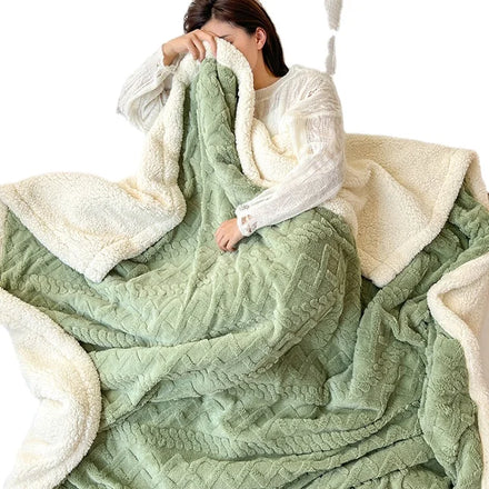 Modern Style Coral Super Soft Fleece Blanket Woven Jacquard Pattern Winter Thick Cover for Sofa and Bed Factory Wholesale