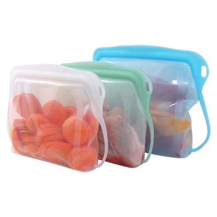 Custom Design Food Grade BPA Free Reusable Leak Proof Freezer Silicone Food Storage Bag1000ml Stand up Silicone Freezer Bag
