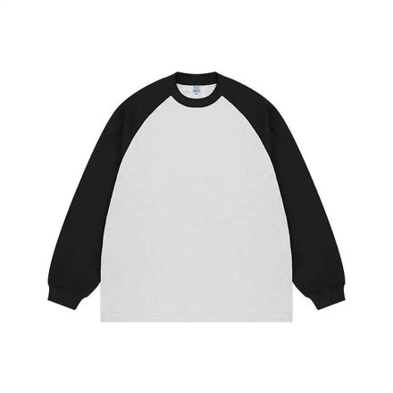 New Design 100% Cotton Knitted Casual Contrast Sleeve Two-Tone Baseball Long Sleeve Raglan T-Shirt Custom Logo Print Oversized