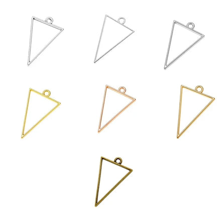 YuenZ 7 Color Triangle Charm Alloy Jewelry Accessories Rectangle Charm Hollow Glue Blank Pendant Tray Bezel 39*25mm B175