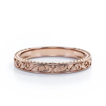 Rose Gold Bridal Stackable Ring Plain Gold Promise Band For Her Antique Stacking Promise Ring