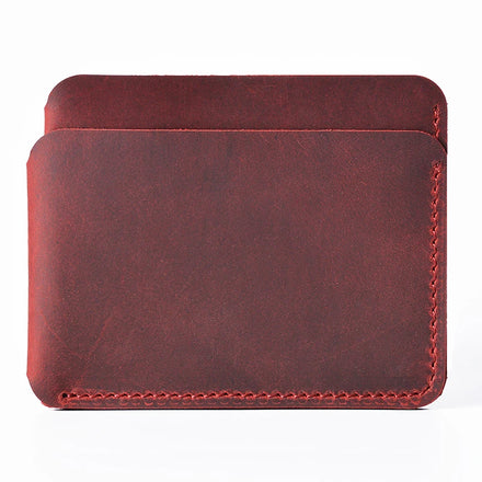 Full Grain Leather Durable Vintage Fold Wallet Card Holder with RFID Blocking Dot Pattern Customized Logo Unisex Moneybag