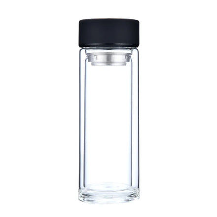 Portable clear Double Thickened Heat-resistant Glass Water Bottle