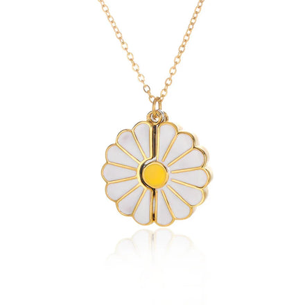 Custom Gold Plated Daisy Flower Engraved Name Necklace Opening and Closing Necklaces
