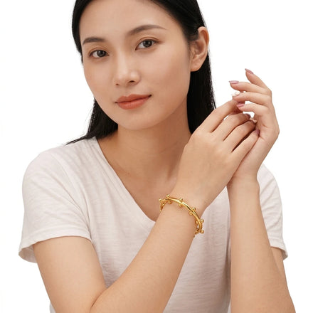 Fashion Elegant Double Layer Small Beads Cuff Bracelets and Bangles Gold Plated Brass Stress Relief Pulseiras Jewelry Wholesale