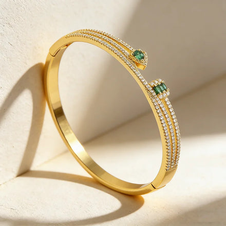 QIKU New Fashion Luxury Rhinestone Classic Design Copper Zircon Bracelet Crystal Jewelry Accessories Women Birthday Party Gift